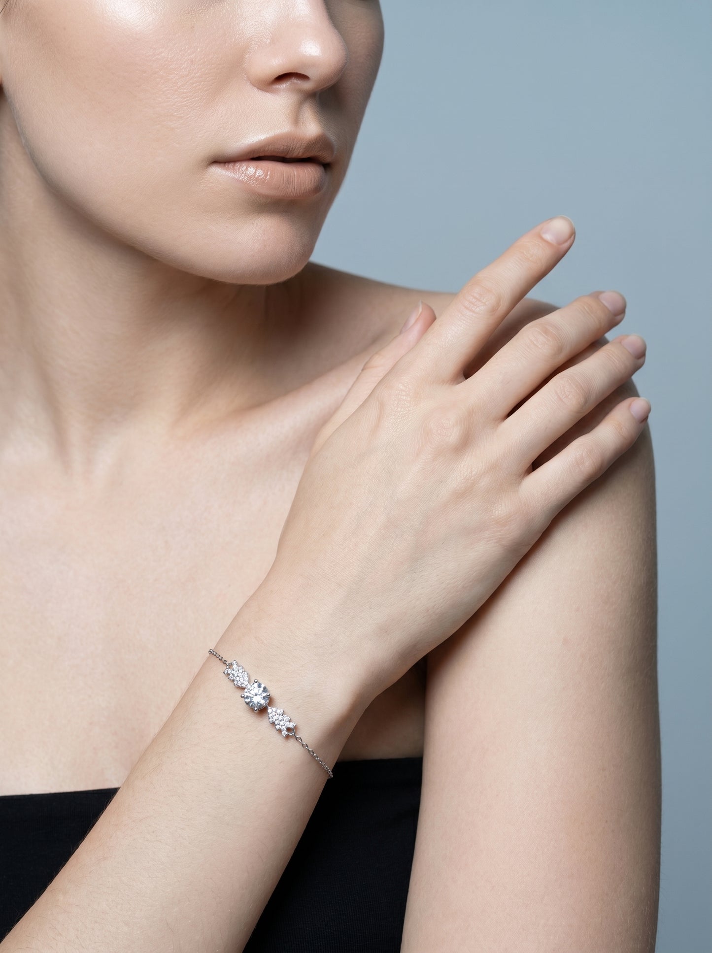 Celand 1CT Moissanite Angel Wing Bracelet, S925 Silver