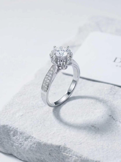 Celand 1ct Floral Moissanite Pavé Ring