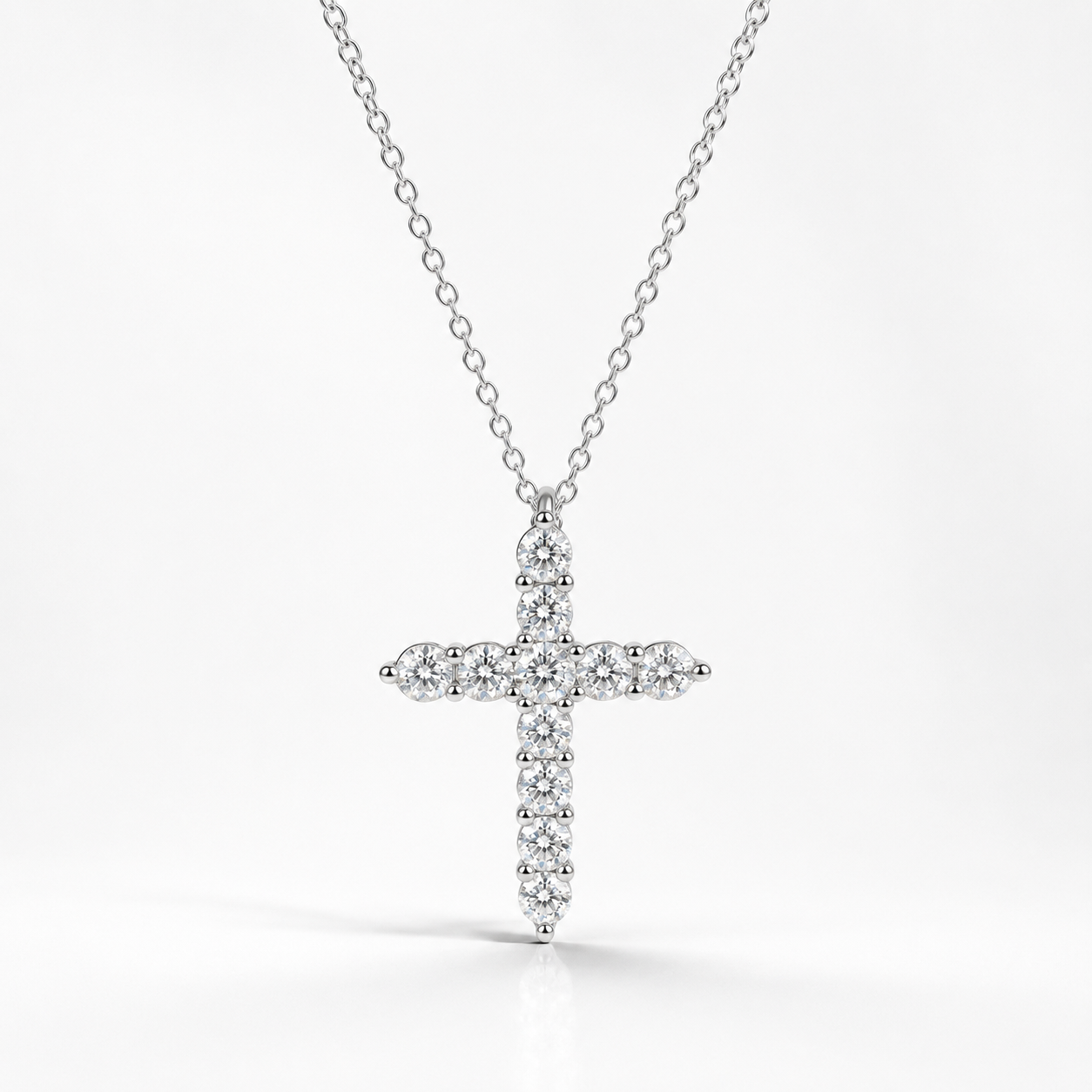 1.1CTW Moissanite Cross Necklace in S925 Sterling Silver