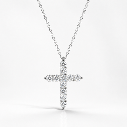 1.1CTW Moissanite Cross Necklace in S925 Sterling Silver