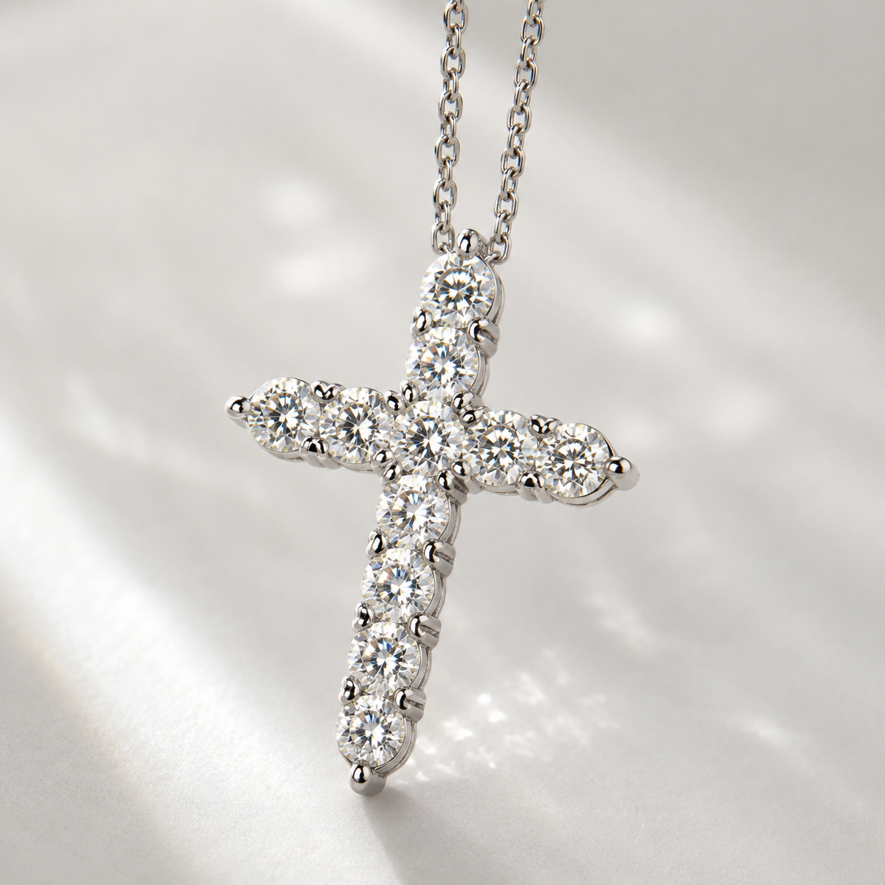 1.1CTW Moissanite Cross Necklace in S925 Sterling Silver