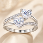 1.6CTW Double Heart Moissanite Ring in S925 Sterling Silver